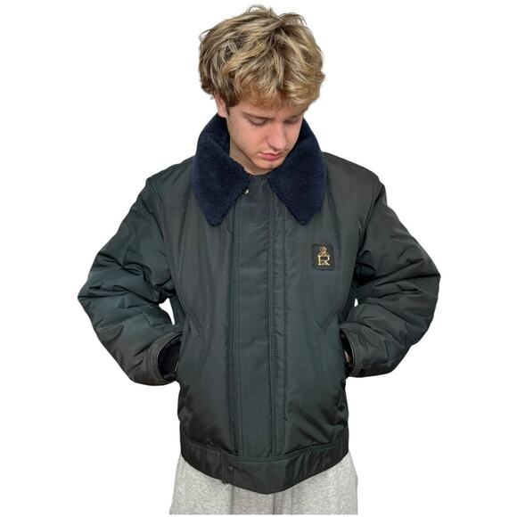 Vintage Refrigiwear navy jacket faux fur collar size XL style 56